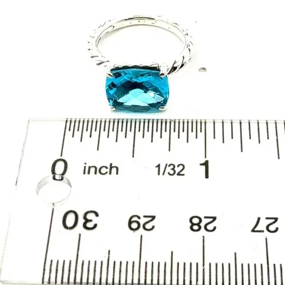 David Yurman Blue Topaz Ring Size 7 Silver Estate DY745 - Picture 3 of 5